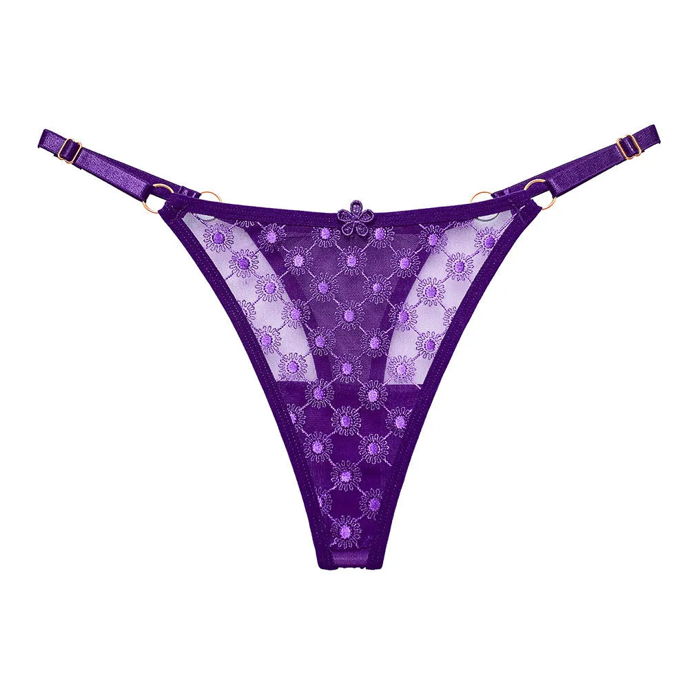 Thin Sexy Girls G String Thong Panties Women Briefs Flower Hollow Out Transparent Underwear Female Lingerie