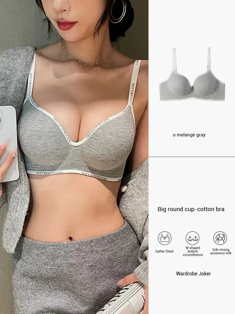 Deep V Knitting Bra Women's Underwear Small Chest Sexy Push Up Lingerie Seamless Bra for Women Bra Thick Bralette 32-38AB