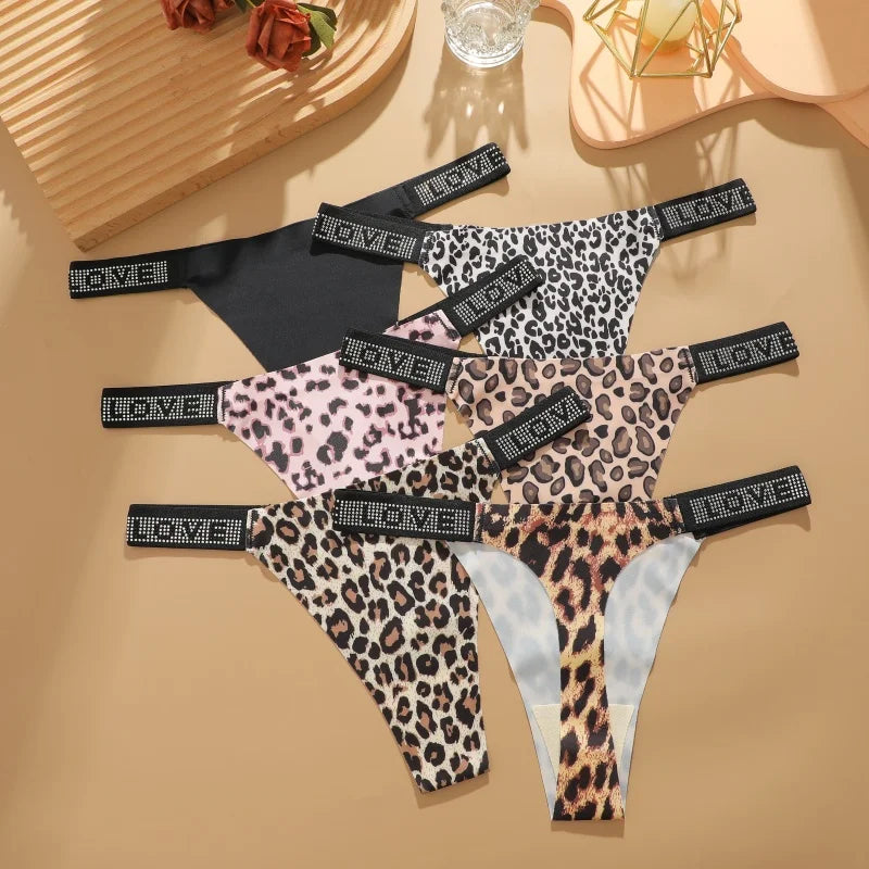 3Pcs/Set Low Waist Sexy Panties Women Thongs Rhinestones Letter Diamonds G-string Sports Thong Shorts Briefs T-back Size XS-XL