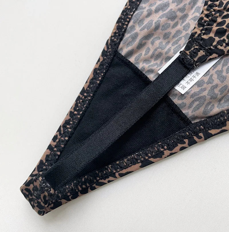 Ice Slik Low Waist Girls G String Leopard Flower Women Panties Sexy Briefs Thong T-back Underwear Female Lingerie Size S-XL