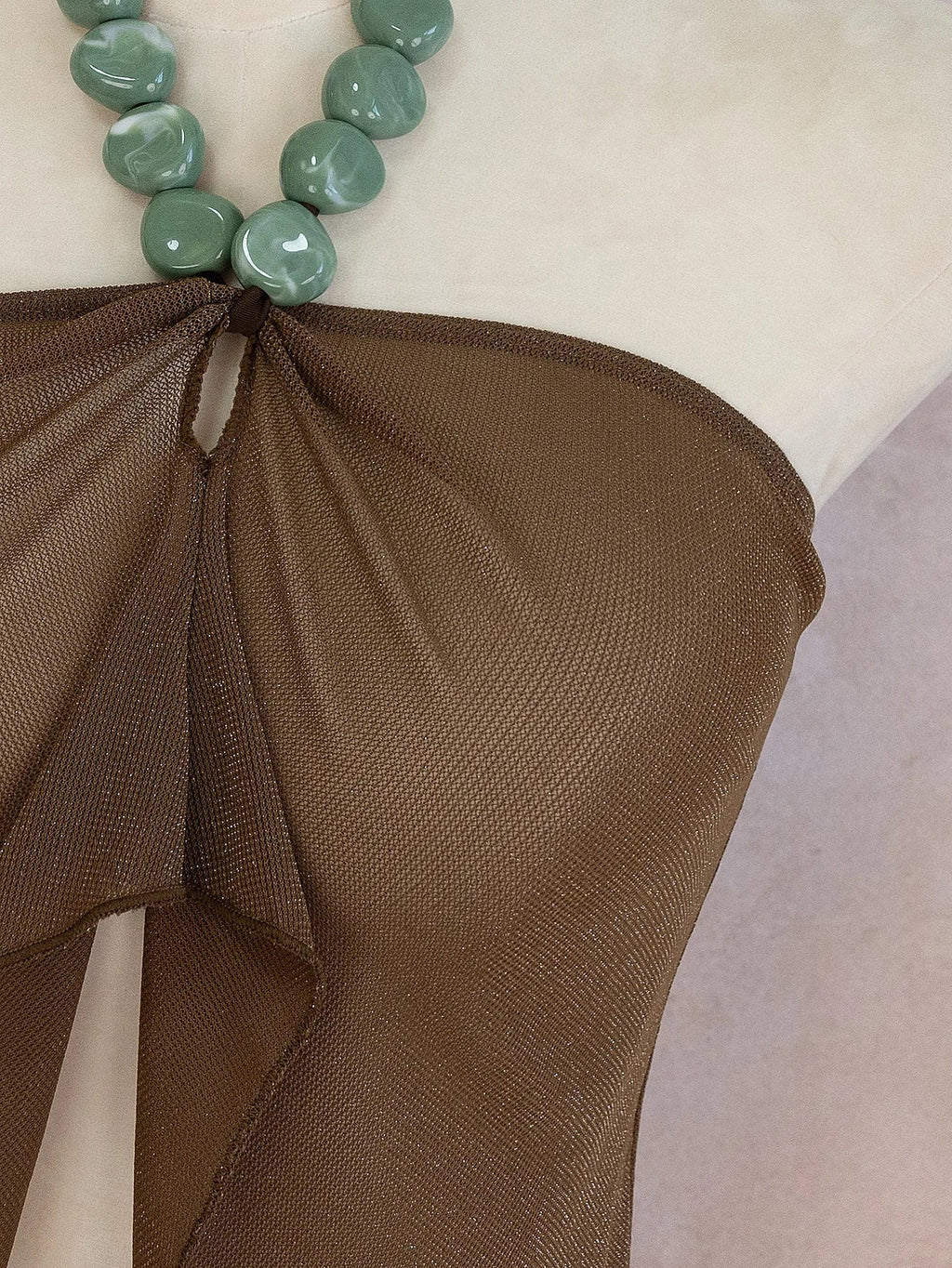 Sexy Coffee Bikini Set 2026 Women Luxury Pearls Strap Cover Up High Waist Short Two Piece Swimsuit Beach Bathing Suit Swimwear