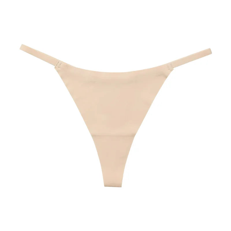 Ice Silk Seamless Women Thong Low Waist Sexy G String Quick Drying Panties Simple Underwear Traceless Thin Sports Yoga Briefs
