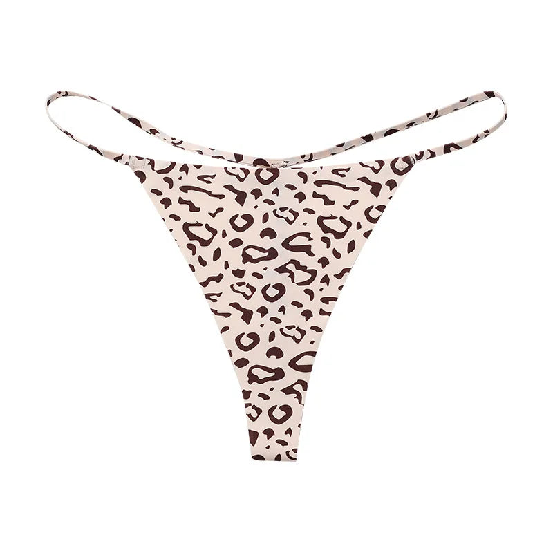 Ice Silk Leopard Women Panties Sexy G String Seamless Thong Underwear Girls Briefs Low Waist Traceless Underpants Plus Size S-XL