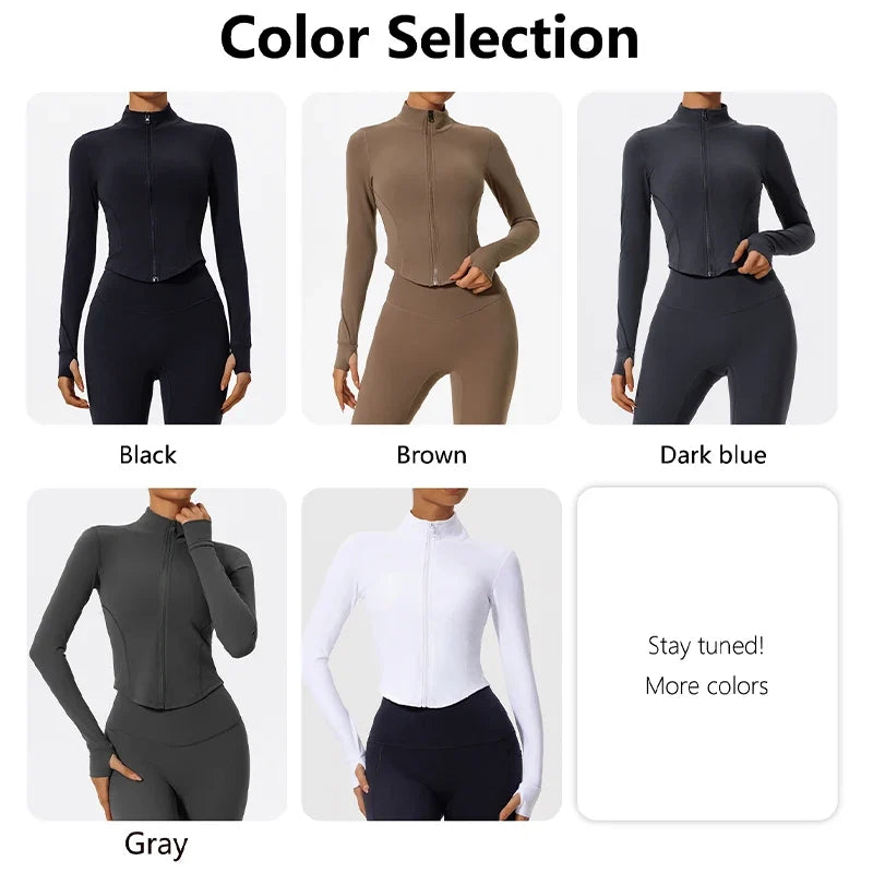 Hearuisavy Summer Ultra-Soft Fabrics Tight Sports Jackets Women Zipper Gym Yoga Clothes Female Quick-Dry Long Sleeve Sportswear