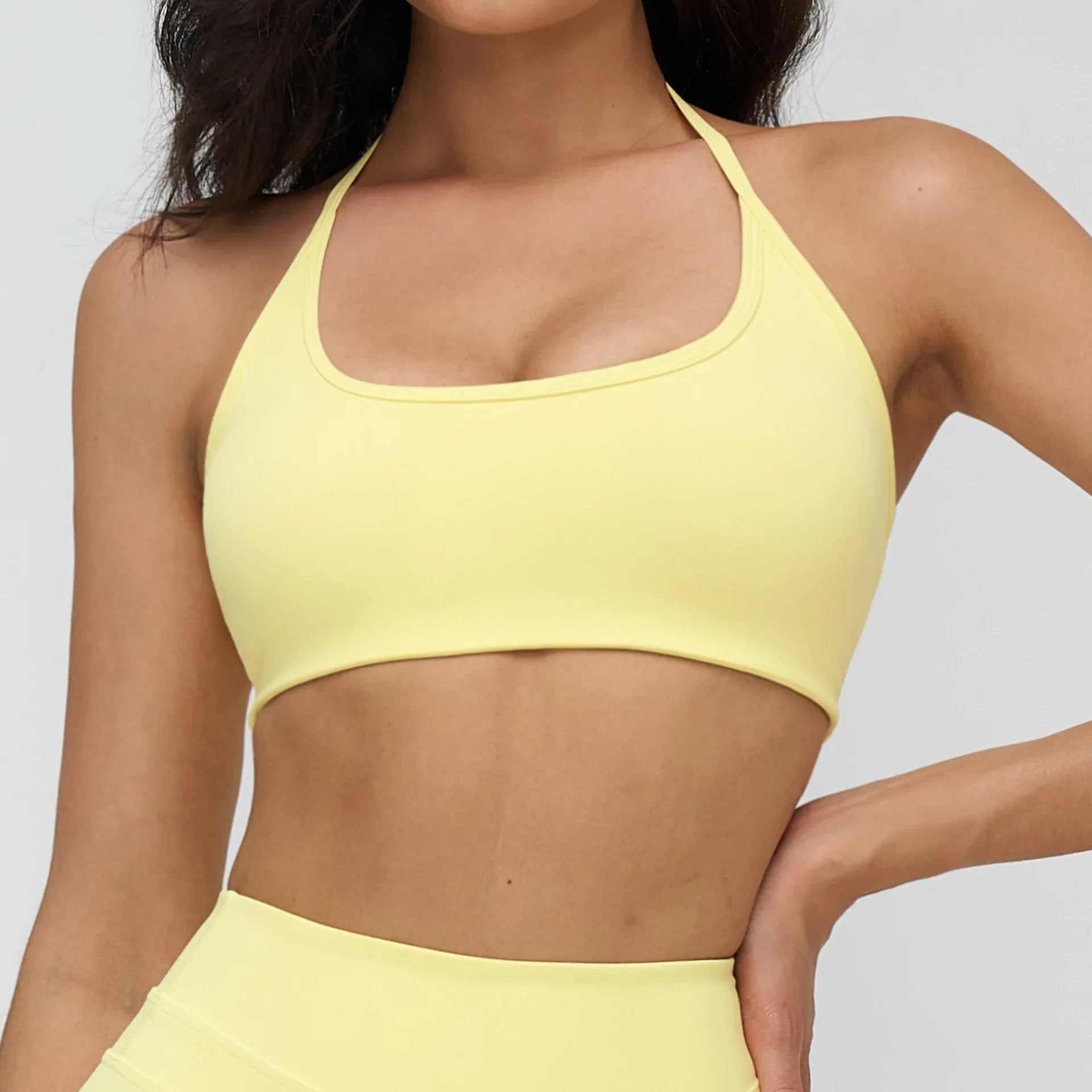Neck Hanging Sports Bra High Support Women Push Up Bra Summer Gym Clothes Fitness Halter Top Quick Dry Running Workout Underwear