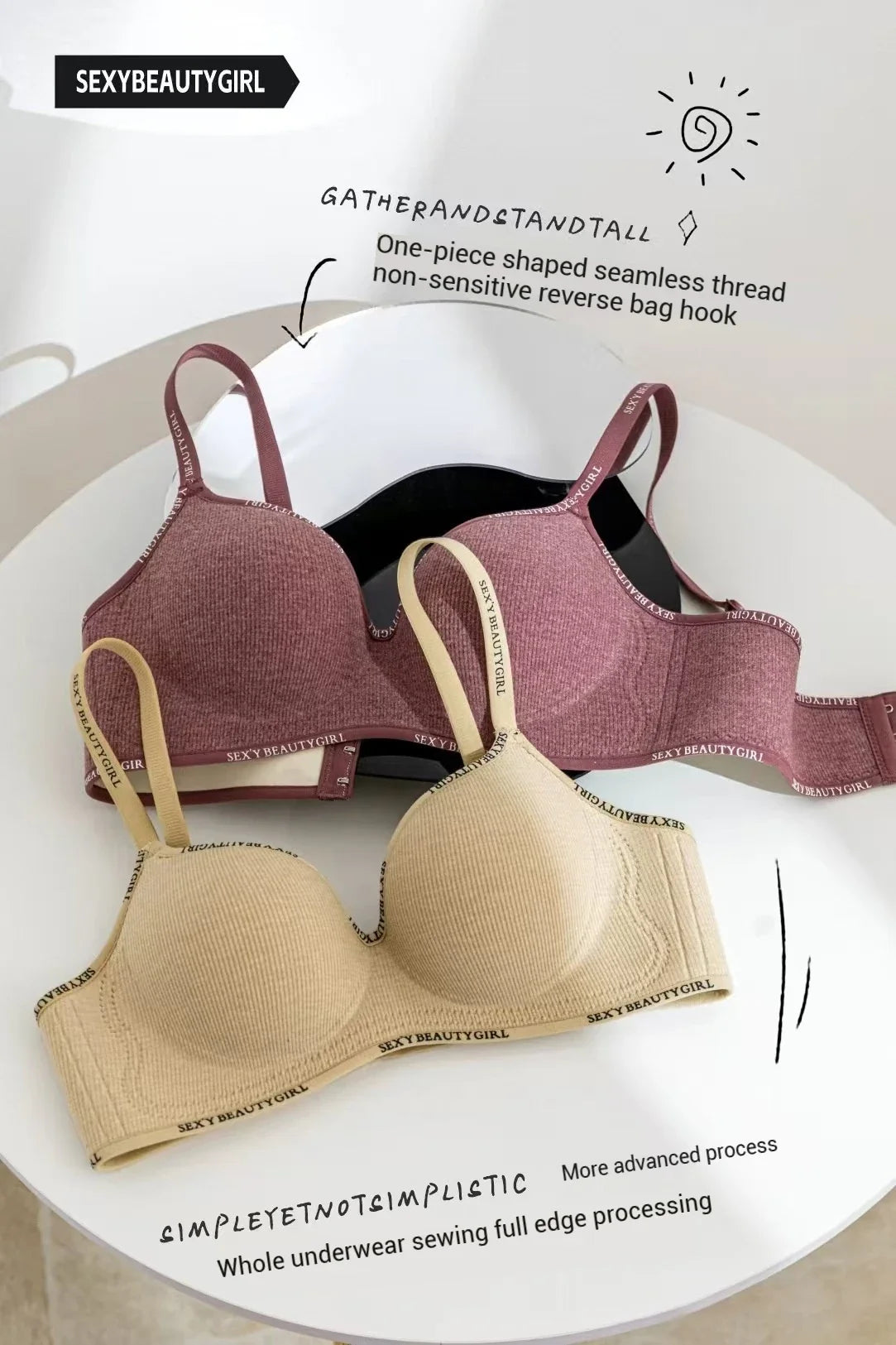 Women Sexy Bras Padded Push Up Bralette Female Adjustable Comfortable Underwear Ladies Letter Straps Brassiere Wireless Soft New