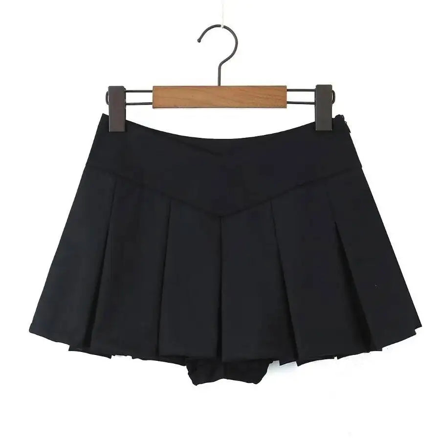 2026 Spring/summer New High Waisted Pleated Skirt Women's Spicy Girl Solid Color Slim A-line Wrap Hip Short Skirt A45S