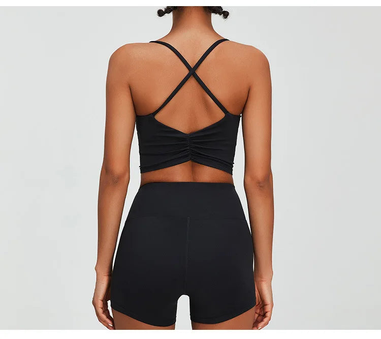Women's Sports Underwear Cross Back Vest Yoga Bra Gym Training Clothes Sports Bra Women's Quick Drying Running and Fitness Top