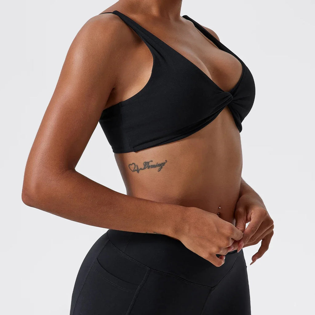 Hearuisavy Summer Sports Bra Shockproof Push Up Gym Top Women Quick-Dry Yoga Clothes Pleated Design Brassiere Workout Crop Top