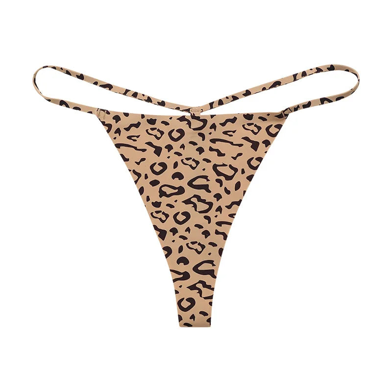 Ice Silk Leopard Women Panties Sexy G String Seamless Thong Underwear Girls Briefs Low Waist Traceless Underpants Plus Size S-XL