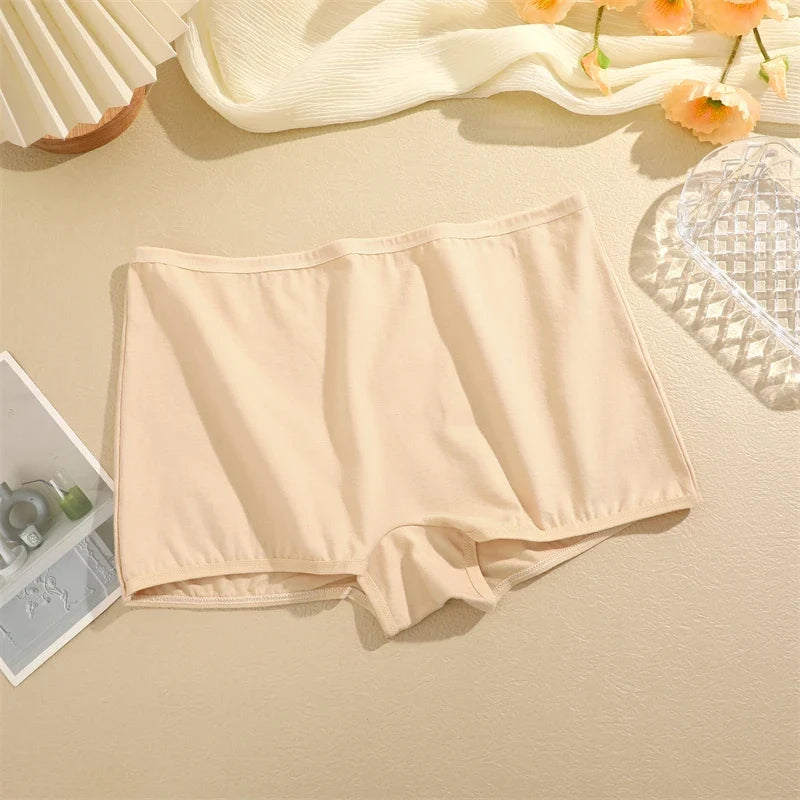 5Pcs Women's Cotton Underwear Boxers Seamless Sports Panties Female Solid Color Briefs Cozy Lingerie Intimate Underpants XS-XL