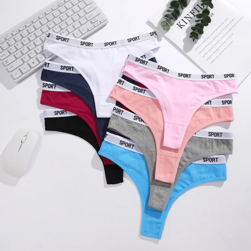 6Pcs/Set Women Thongs Cotton Panties Plus Zise Underwear Sexy G-String Low Waist Briefs Underpants Comfortable Lingerie S-XL