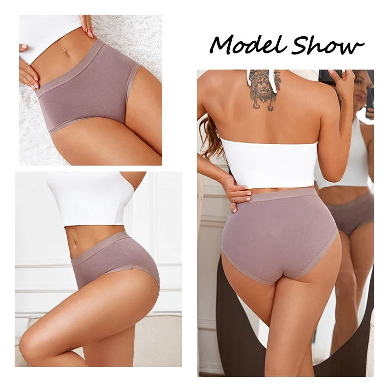 4Pcs/Set Women Cotton Briefs Seamless High Waist Breathable Underwear Female Stretch Comfortable Lingerie New solid color Panty