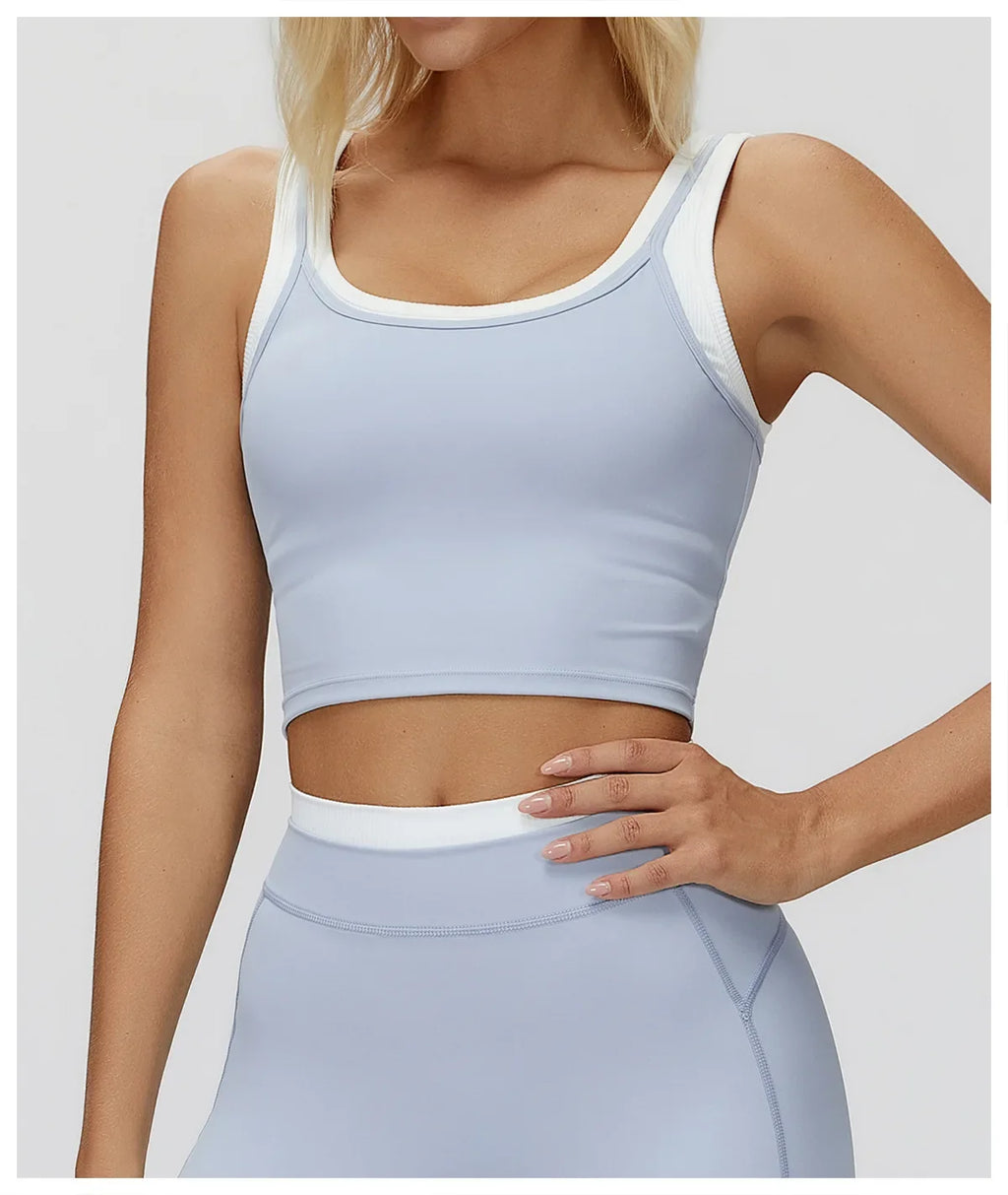 Color Blocked Fitness Bra Workout Tops Gym Underwear Fitness Sports Bras Athletic Sport Bra Women Backless Gym Yoga Crop Top