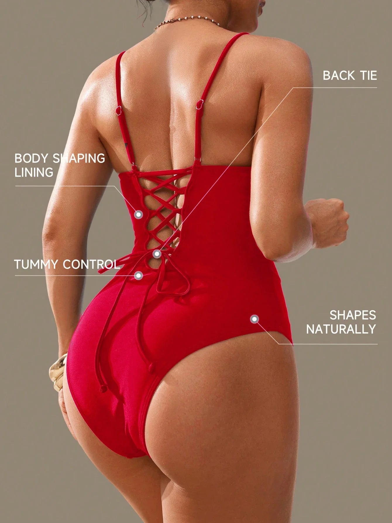 Vintage Red Black One Piece Swimsuit Women V Wire Underwire Slim Tummy Control Swimwear Beach Bandage Cross Back Bathing Suits