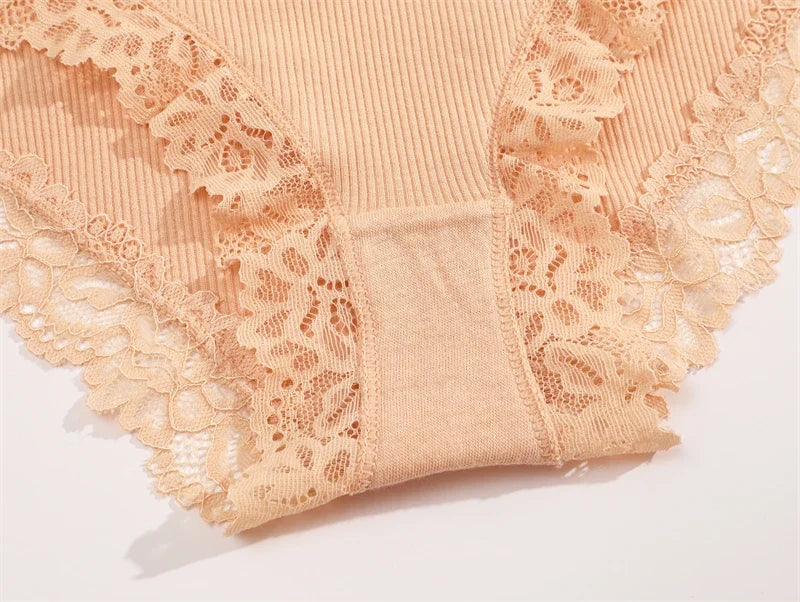 4Pcs Sexy Cotton Lace Panty Women Low Waist Panties Underwear S-XL Solid Color Ladies Briefs Lingere Underware Comfortable Women