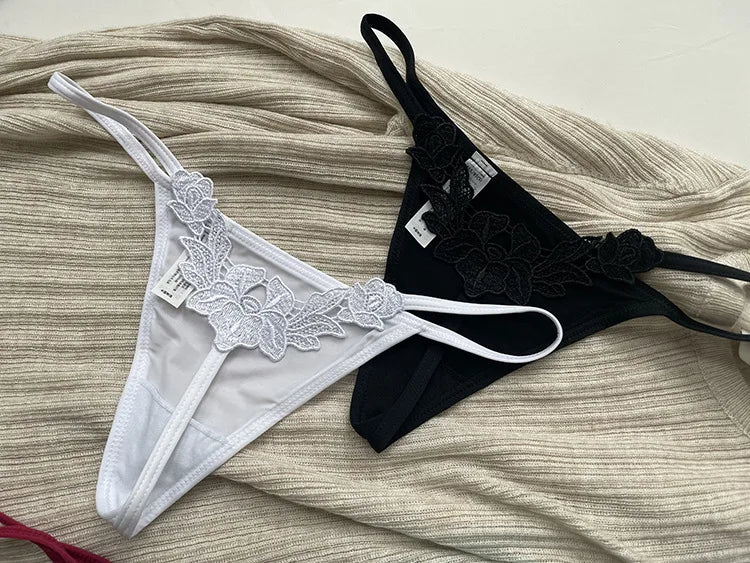 Floral Embroidery Sexy G String Underwear Women Panties T-Back Briefs Female Lingerie Erotic Girls Thongs Bikini Size S-XXL