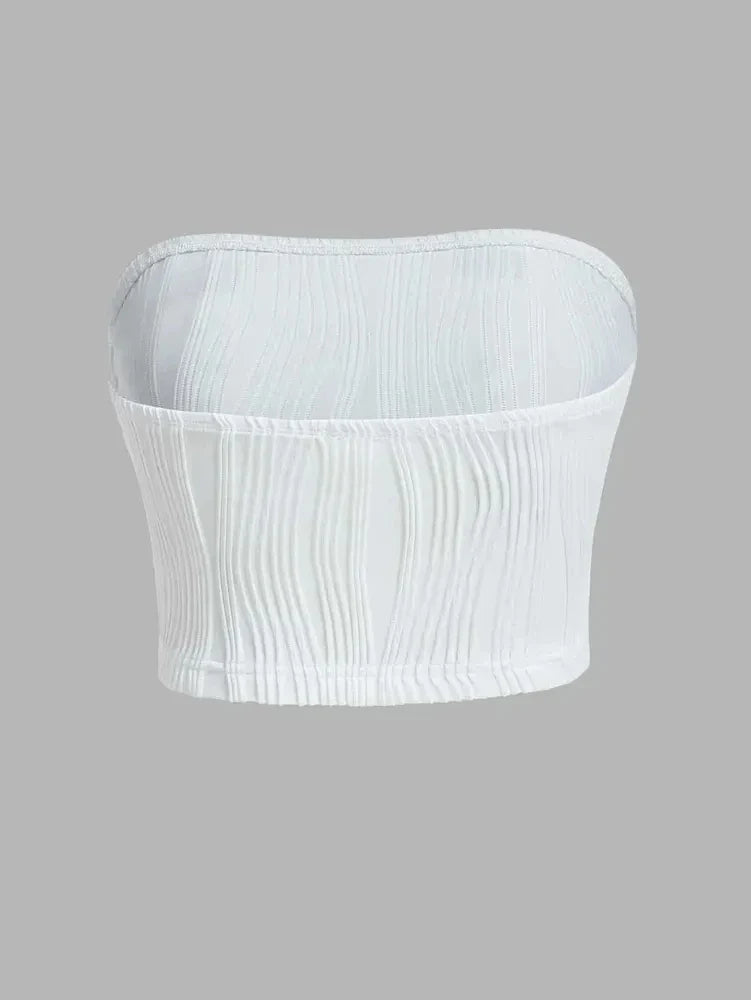 Sexy Off The Shoulder Tube Top Women Summer 2024 Solid Rib Knit Strapless Sleeveless Backless Crop Top Streetwear Y2K