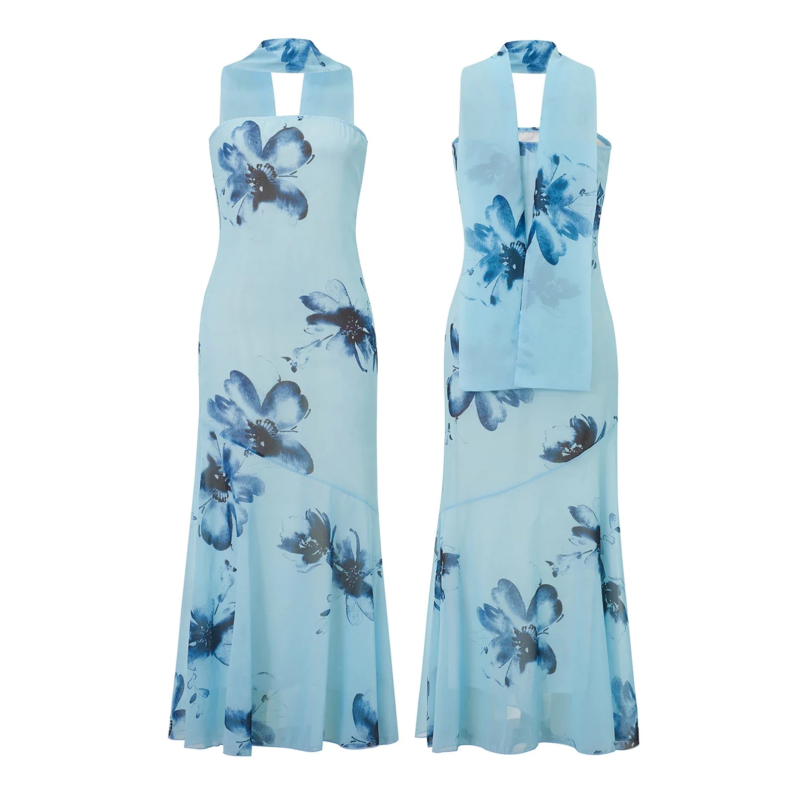 Women Long Bodycon Dress With Scarf Tube Maxi Dress Sexy Summer Strapless Dresses Off Shoulder Sundress Evening Vestidos