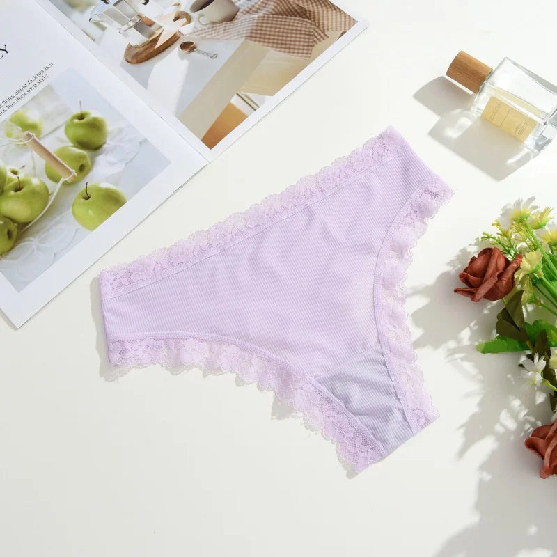 3Pcs Women Cotton Lingerie Sexy Thong Soft Fashion Panties Femme Design Underwear Pantys Underpant Lingerie Lace Intimates S-XL