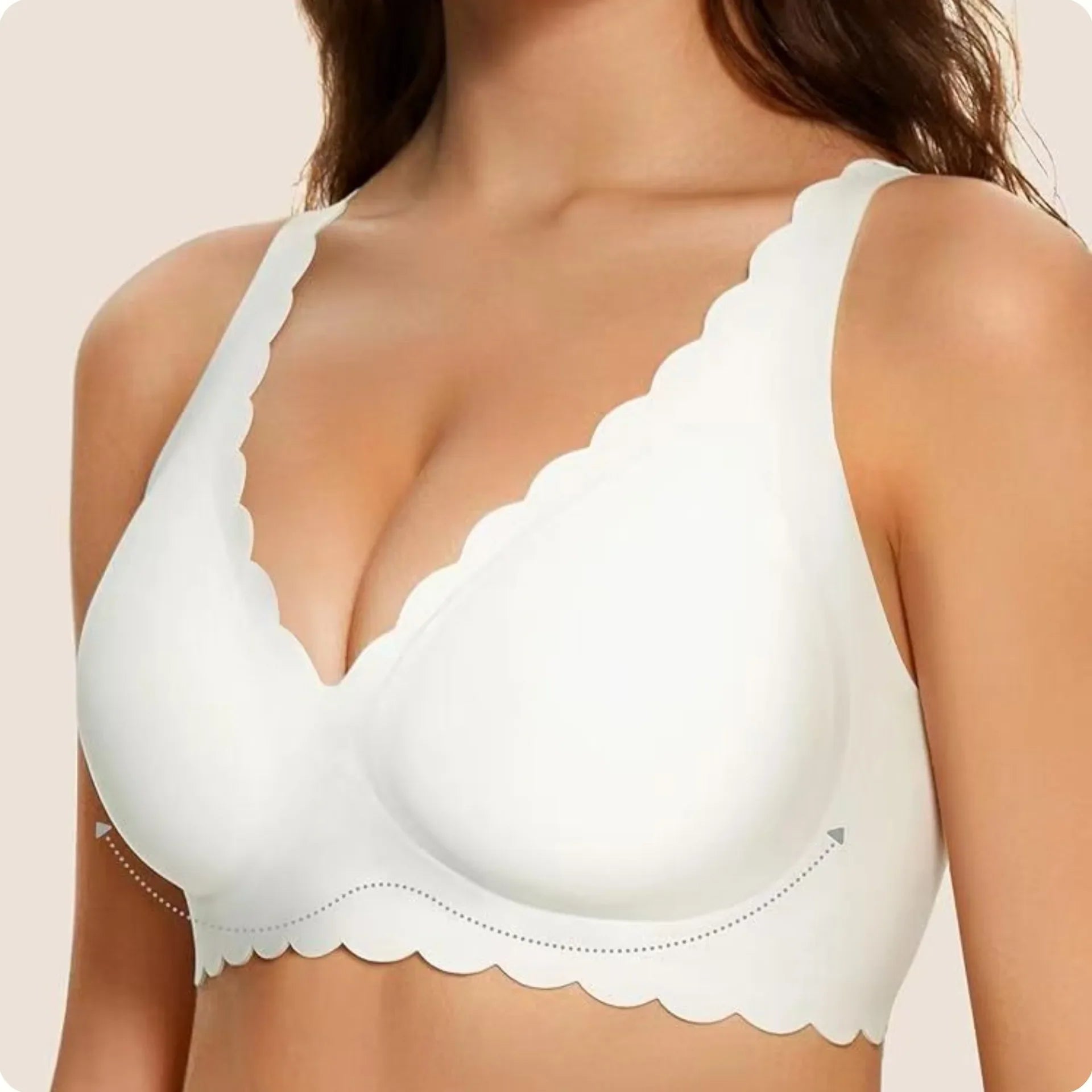 Women's Deep V Wave Seamless Jelly Bra Wire-free Seamless Bra Thin Mold 3/4 Cup Bra Comfortable Plus Size Push-up Underwear