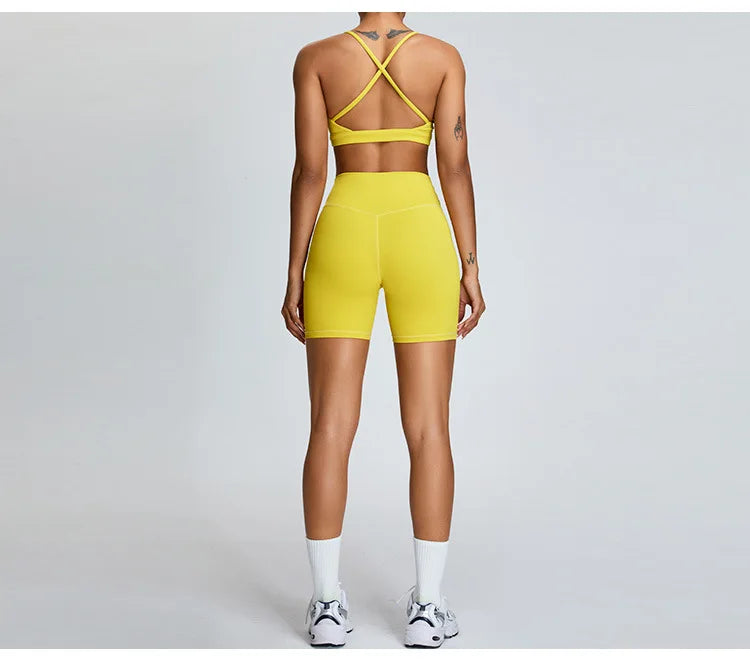 Solid Color Cross Back Women Fitness Underwear Sports Bra Running Top Gym Yoga Athletic Tight Workout Jog Soft With Backless Bra