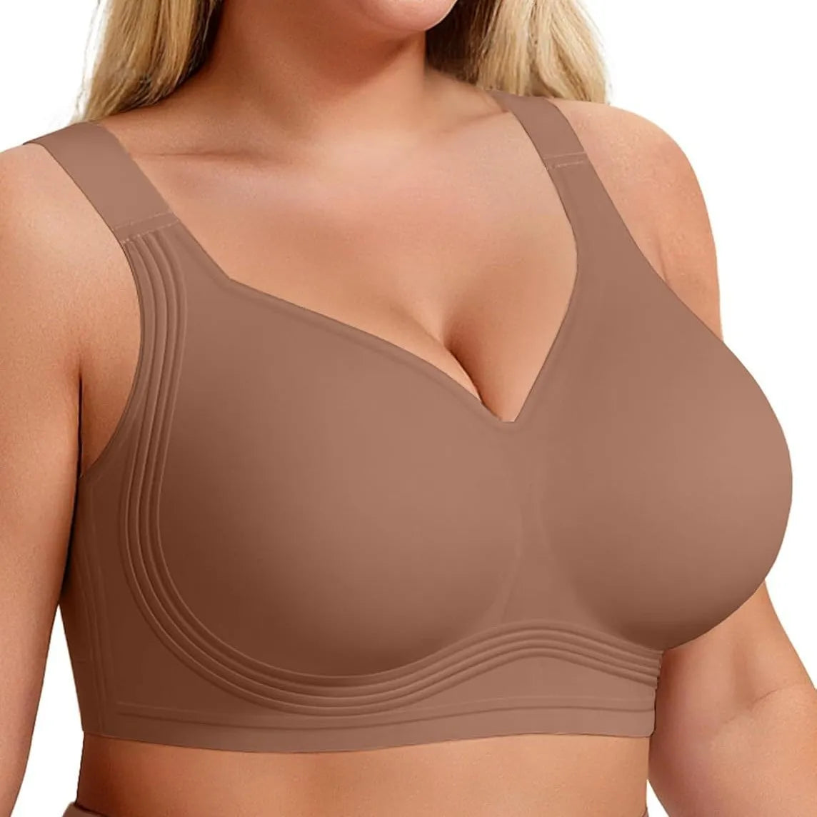 Women's Plus Size Seamless Bra Wire-free Full Cup Bra Comfortable Solid Color Everyday Supportive Plus Up Bra Underwear