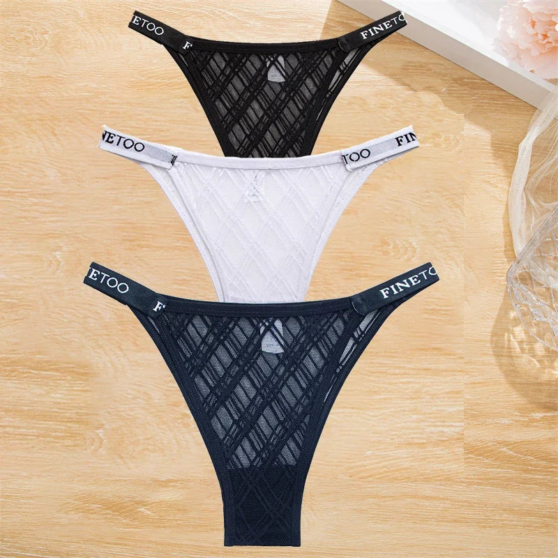 3Pcs/Set Cotton Panties Women Letter Belt Lace Sexy Briefs Seamless Low Rise Underwear Ladies M-XL Underwear Girls Lingerie New