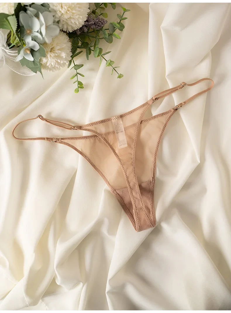 Lace Mesh Women Briefs Sexy Thong Transparent Panties Underwear Low Waist Girls G String Seamless Lingerie Fitness T Back