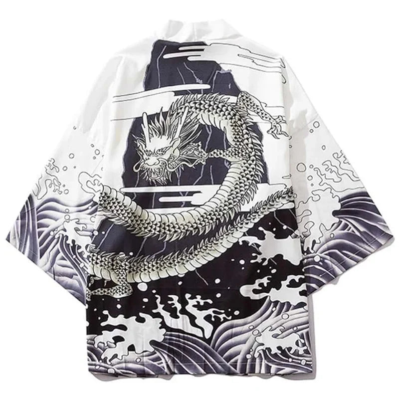 🐉 Summer Japanese Style Anime Dragon Print Haori Yukata