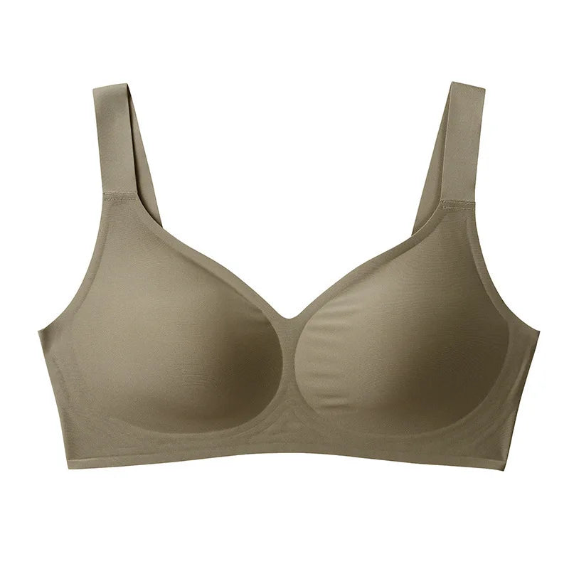 Women's Soft Support Seamless Wire-Free Bra Deep V Thin Bra Push-up Full Cup Comfortable Breathable Solid Color Bra sostén