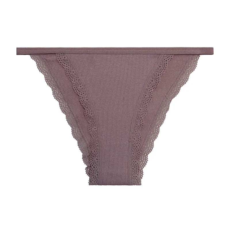 Women‘s Cotton Panties Low Waist Lace Briefs M-XL Comfortable Underwear Ladies Solid Color Underpants Girls Breathable Panty New