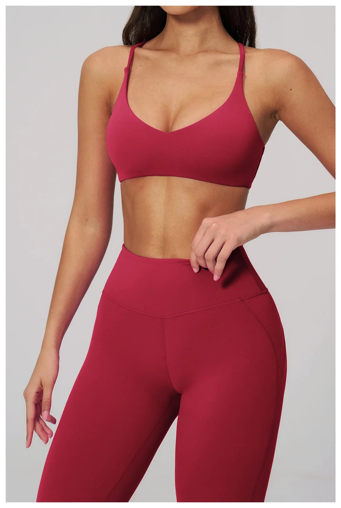 Summer U-Shaped Multi-Strap Cross Back Women Pilates Fitness Sports Bra Top Gym Yoga Athletic Tight Workout Jog With Chest Pad