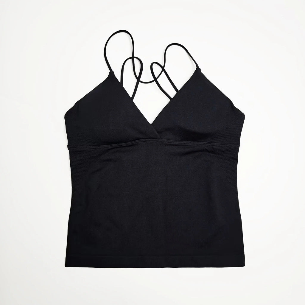 NCLAGEN Gym Yoga Tops Women Vision Twist Front Longline Top Quick Dry Thin Strap Workout Vest Push-up Pilates Fitness Tank