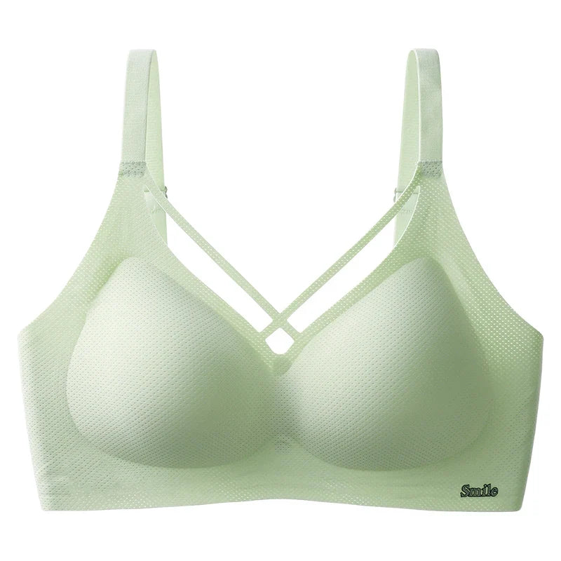 Traceless Half-Fixed Cup Women Underwear Thin Jelly Soft Support Anti Drop Adjustable No Steel Ring Super Soft Solid Color Bras