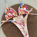 2026 Swimwear Women Cute  Cherry Print Brazilian Thong Bikini Set Sexy Thong Swimsuit Two Pieces Bathing Suit Women Beach Wear