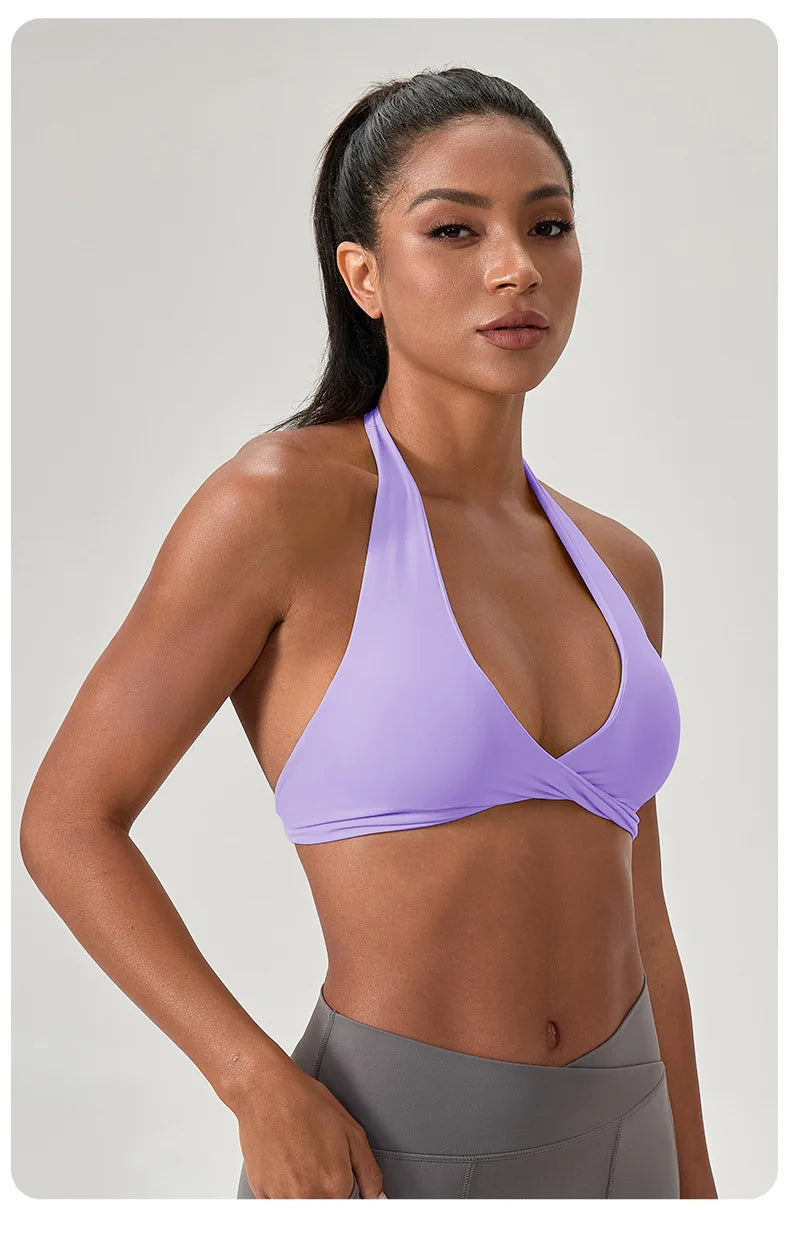 Women's Yoga Bra Halter Back Fitness Underwear Sexy Wire-Free Sports Vest Comfortable Breathable Bra