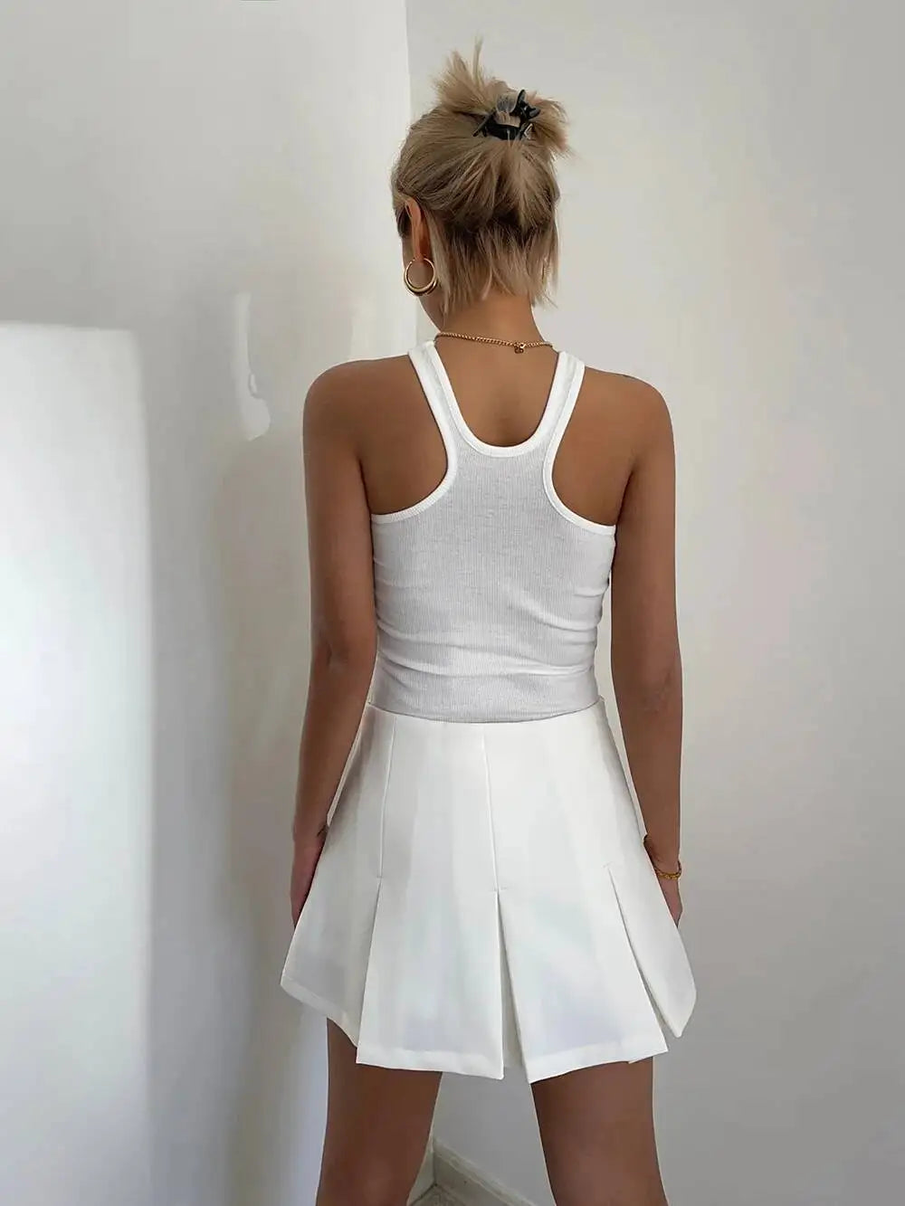 WOMENGAGA American High Street A-line Short Unif School Girl Fairy Grunge Skirt High Waist Pleated Skorts Streetwear Lovely HM2O