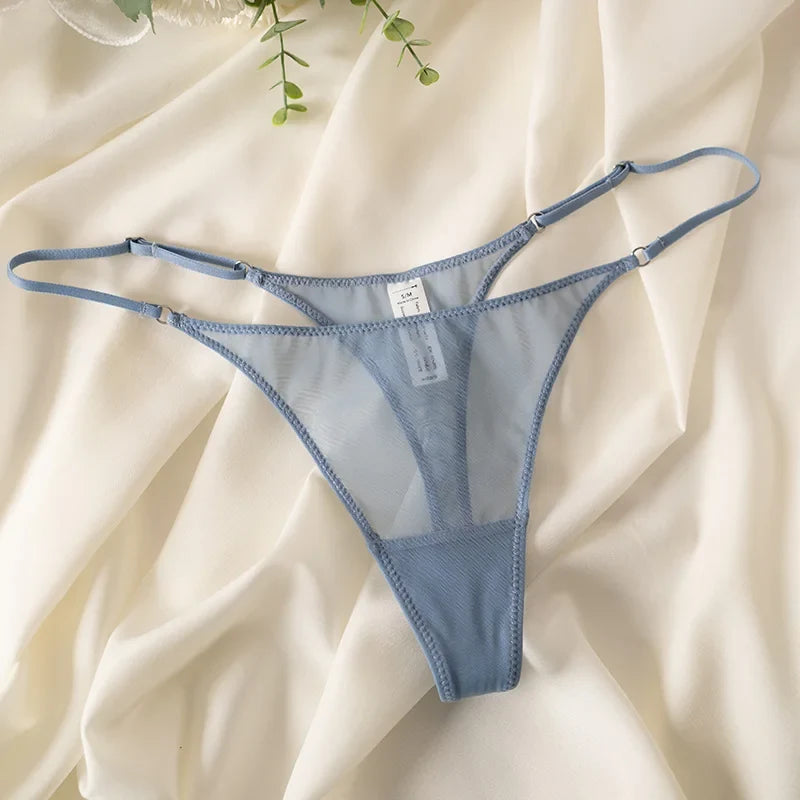 Lace Mesh Women Briefs Sexy Thong Transparent Panties Underwear Low Waist Girls G String Seamless Lingerie Fitness T Back