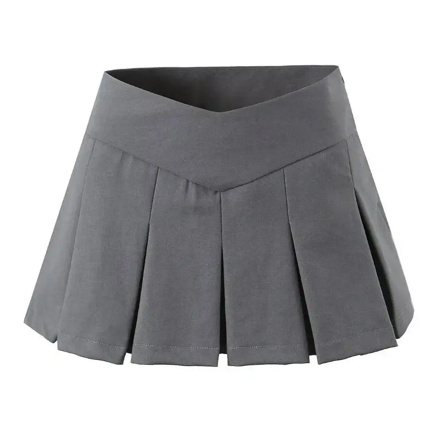 2026 Spring/summer New High Waisted Pleated Skirt Women's Spicy Girl Solid Color Slim A-line Wrap Hip Short Skirt A45S