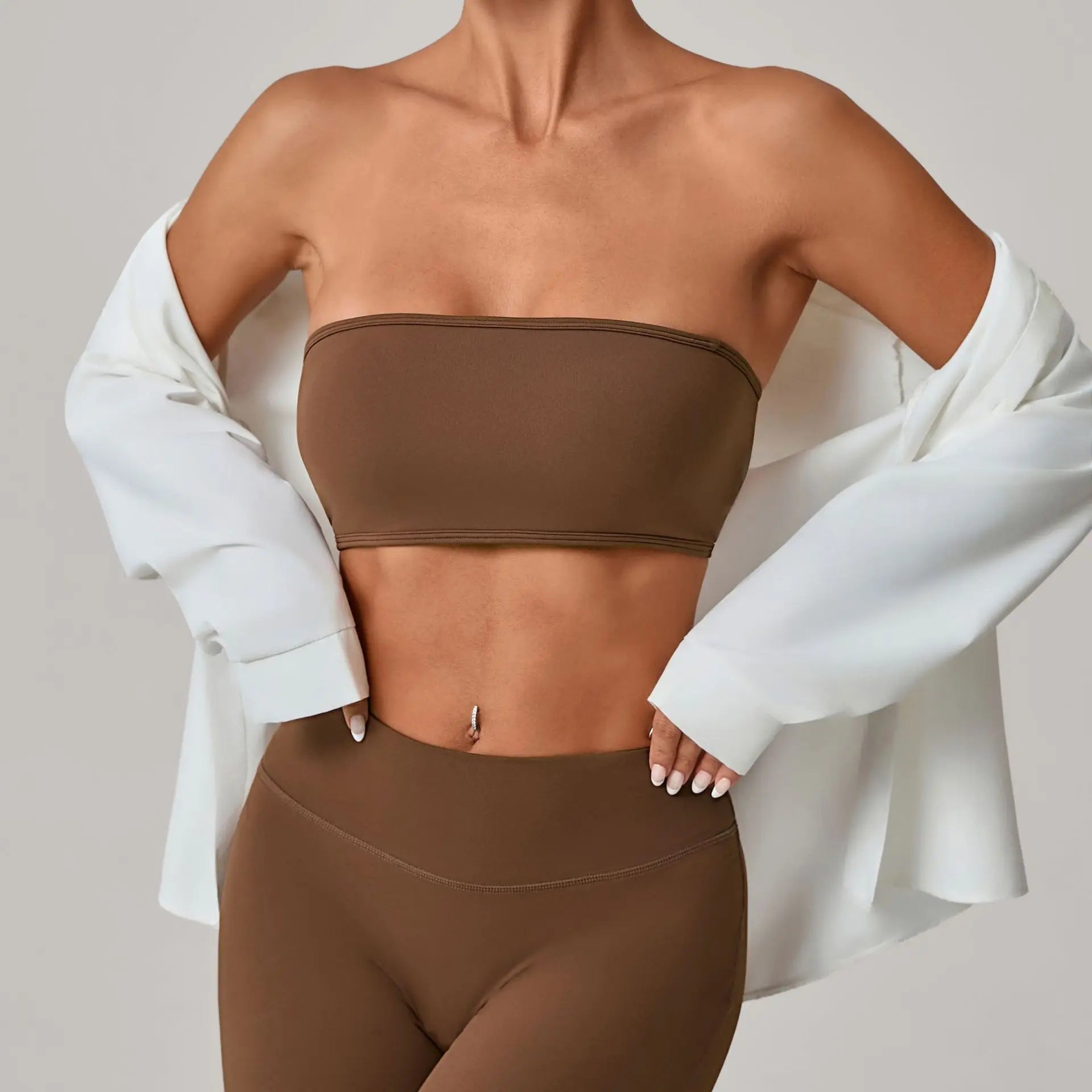 Women Strapless Sports Bra Gym Top Quick-Drying Yoga Clothes Women Tube Top Fitness Chest Wrap Underwear Workout Bra Female