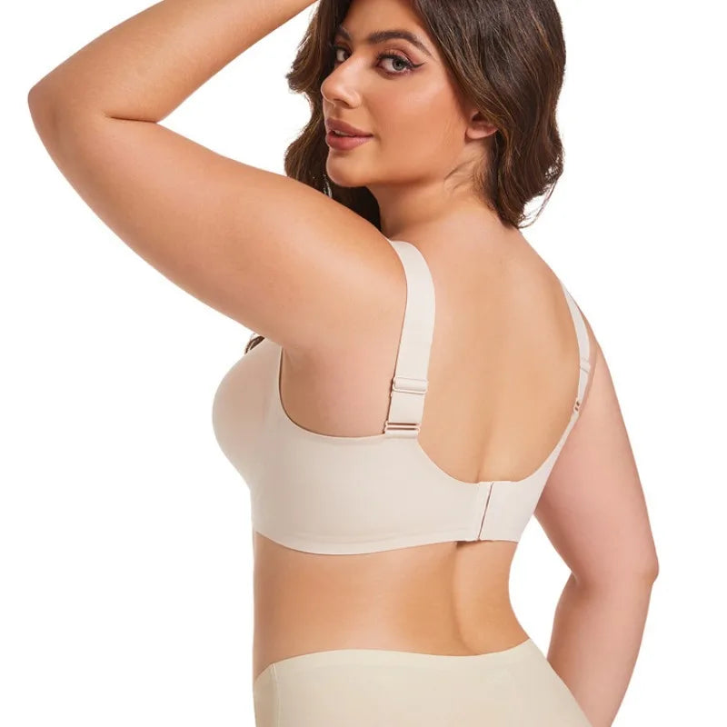 Women's Soft Support Seamless Wire-Free Bra Deep V Thin Bra Push-up Full Cup Comfortable Breathable Solid Color Bra sostén
