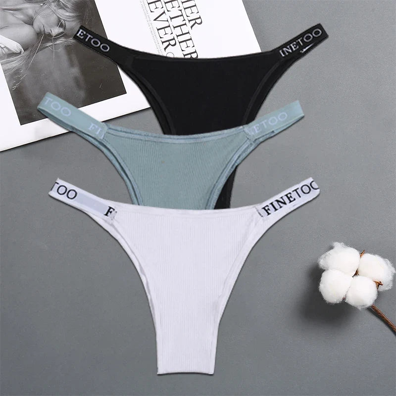 3Pcs/Set Cotton Panties Women Letter Belt Lace Sexy Briefs Seamless Low Rise Underwear Ladies M-XL Underwear Girls Lingerie New