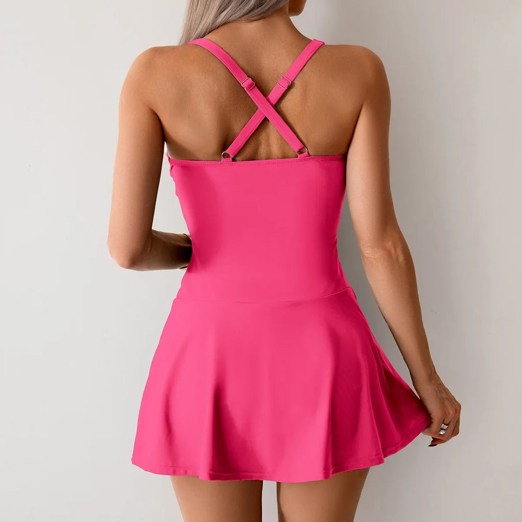 Solid Black Pleated Bikinis One Piece Swimsuit Women Large Size Swimwear Halter Pleate Slim Tummy Control Skirt Monokini 2026