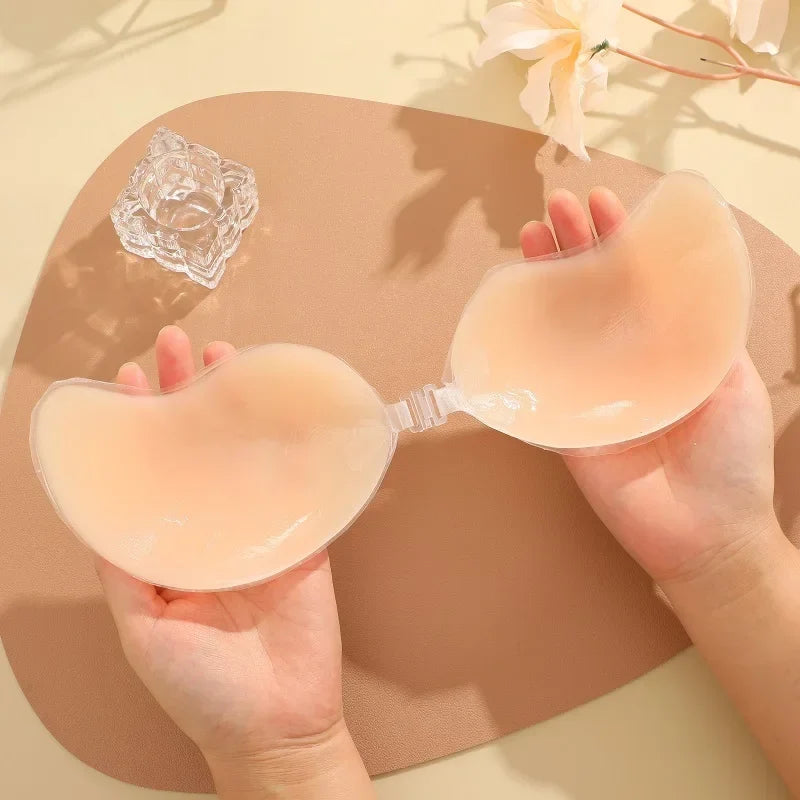 Women Reusable Silicone Silicone Bras Sticker Adhesive Invisible Bra Chest Patch Female Mango Patch Pad Strapless Underwear