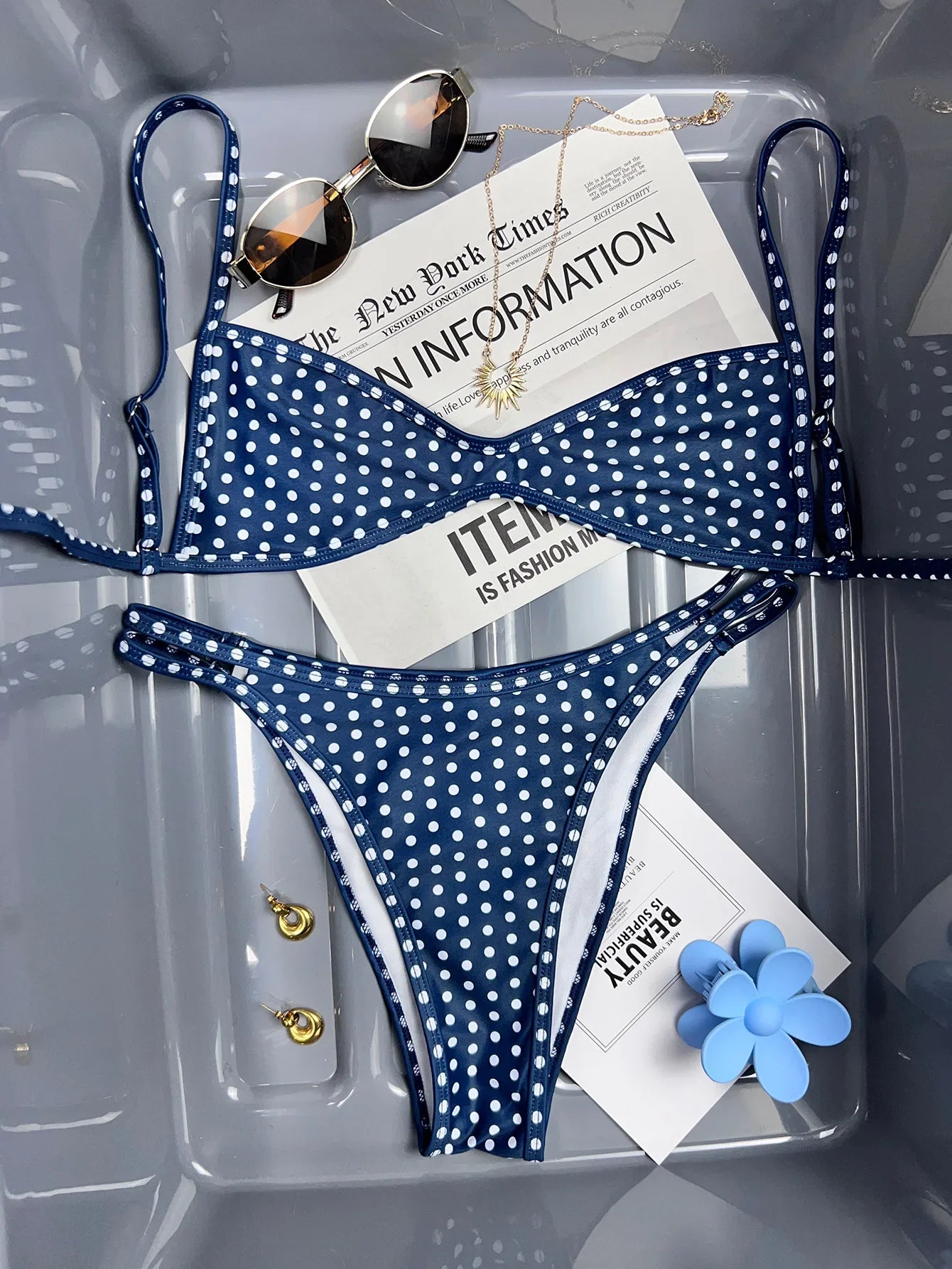 Sexy Coffee Polka Dot Print Bikini Set 2026 Women Pleate Push Up Bra Hollow Out Thong Swimsuit Summer Pool Bathing Suit Swimwear