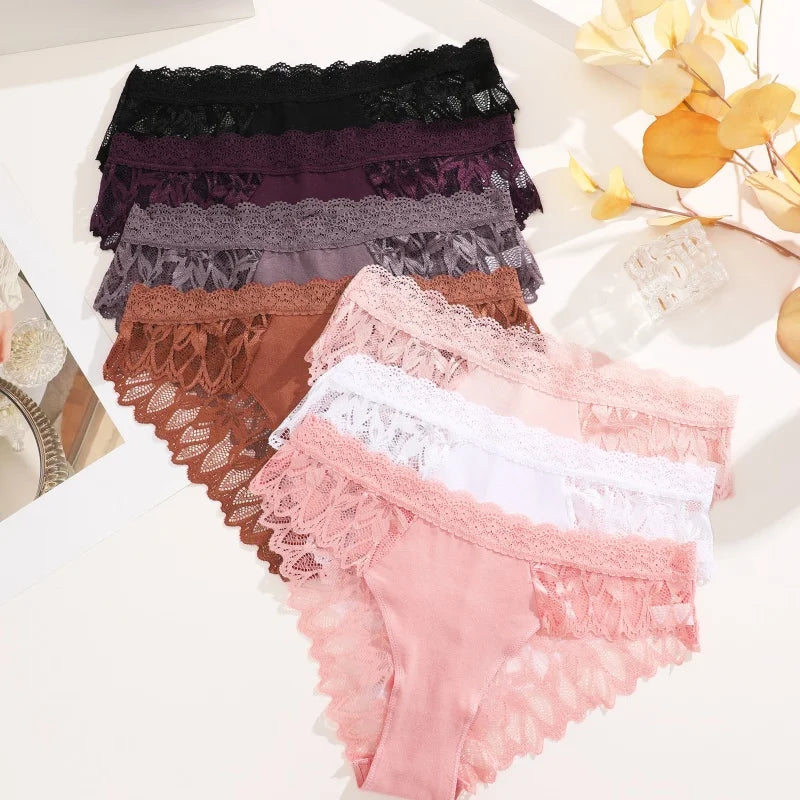 3Pcs/set Lace Sexy Panties Women XS-XL Low-Rise Briefs Sexy Ladies Underwear Trendy Floral Underpants Female Panty Lingerie New