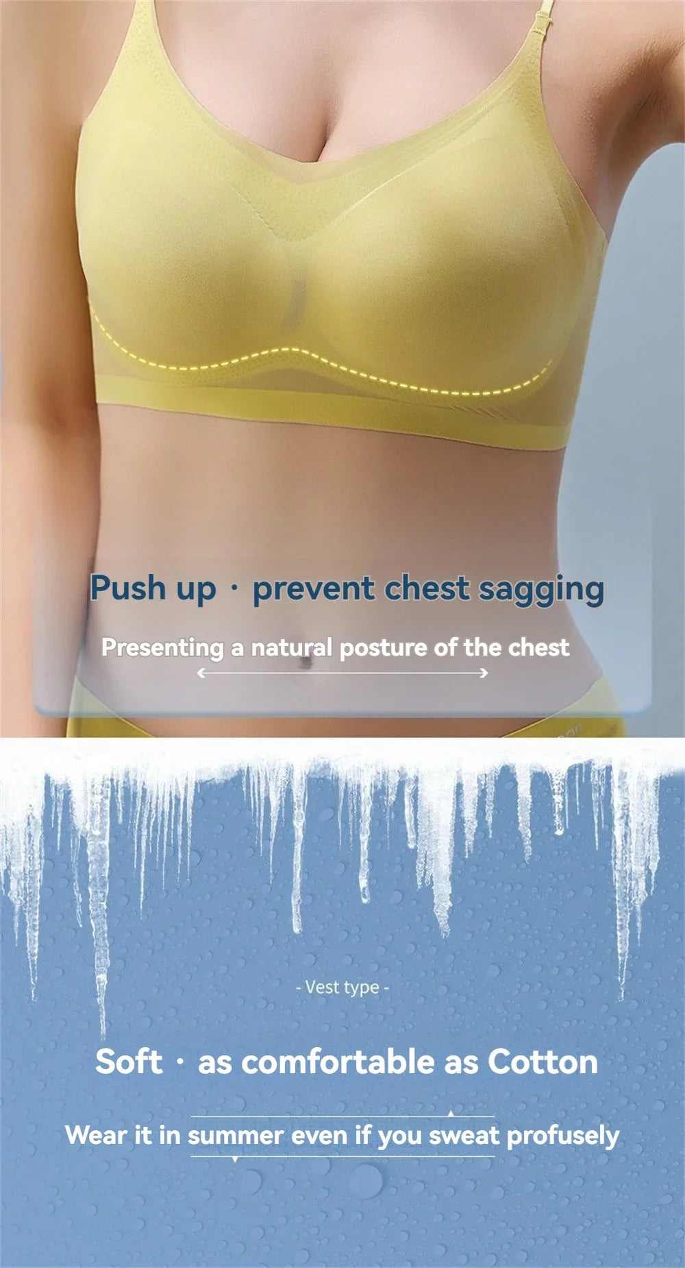 Ultra-Thin Breathable Ice Silk Top Bra Women's Seamless Back Halter Vest Wrap Bra Small Chest Together