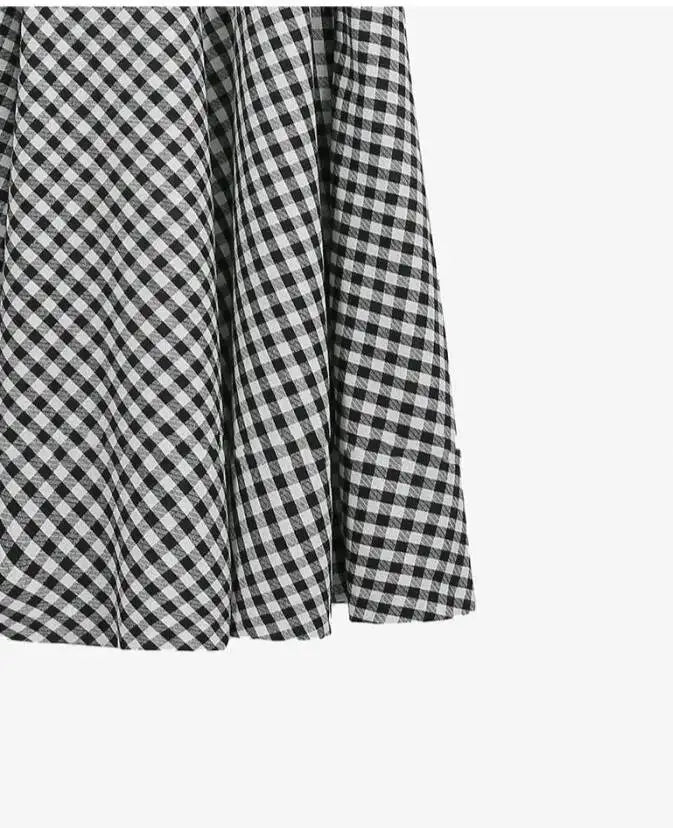WOMENGAGA Korea Style 2023 Spring/Summer New High Waist Elegant Split Plaid Skirts Half Length Skirts Fashion Women 2023 22IV