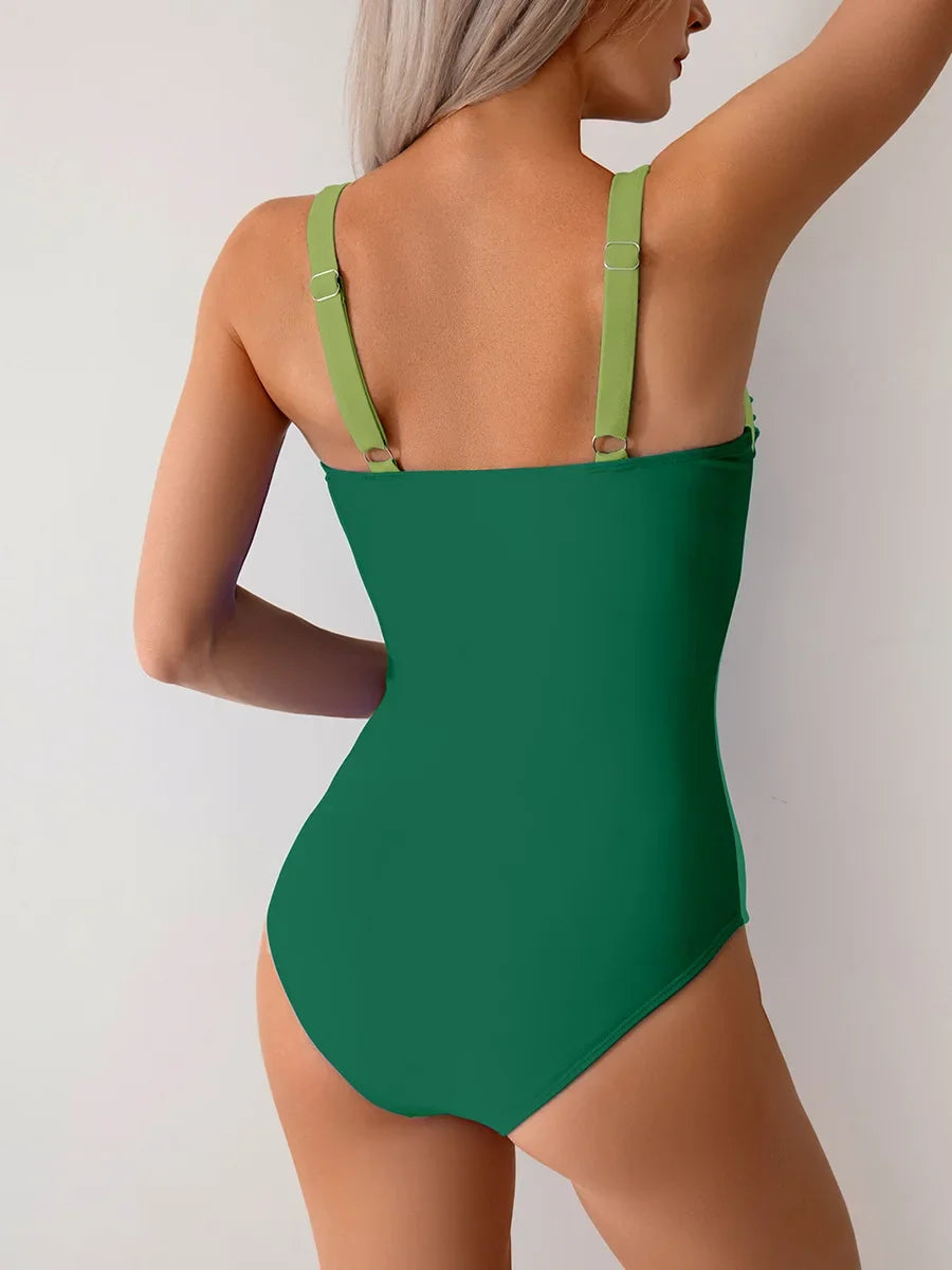 2026 Sexy Black Swimwear Women's One-Piece Bikini Deep V Neck Hanging Strap Swimsuit New Arrival Integrated Design Sportswear